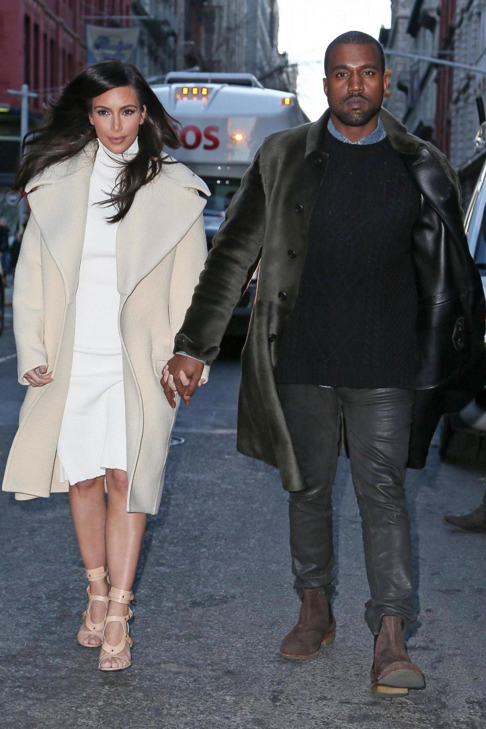 Kanye and Kim Kardashian arrive at ABC Kitchen for lunch in New York, NY, USA. (Splash News)