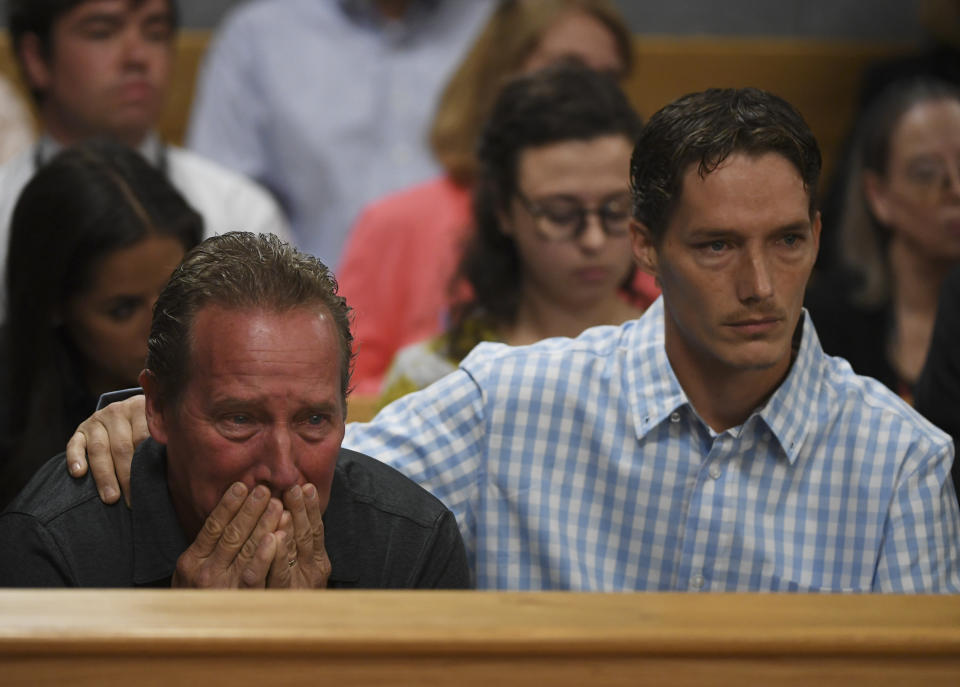 Frank Rzucek the father of Shanann Watts and her brother Frankie Rzucek in court for Watts’ arraignment hearing in August 2018. They will also feature on the program. Source: Getty Images