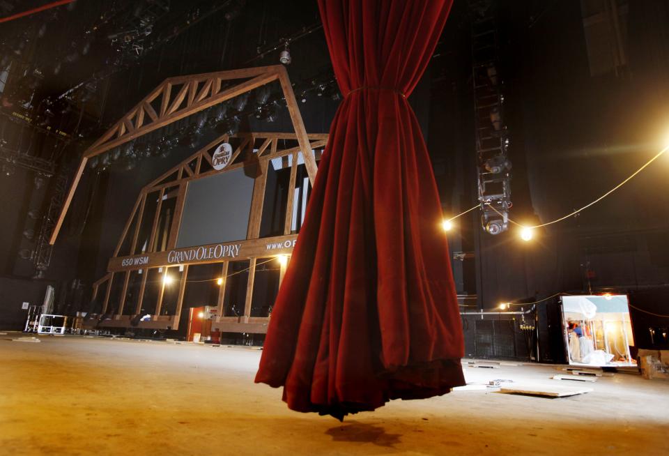 The stage has been stripped down during flood cleanup at the Grand Ole Opry House on May 13,  2010.