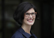 FILE - In this Aug. 27, 2020, file photo, Layla Moran candidate for the new Liberal Democrat Leadership arrives for the announcement in London. Britain's Conservative government is hoping a combination of relatively high vaccination rates and common-sense behavior will keep a lid on coronavirus infections this fall and winter and avoid the need for restrictive measures.“The story of this government in the pandemic is too little, too late,” Moran said. (AP Photo/Kirsty Wigglesworth, File)