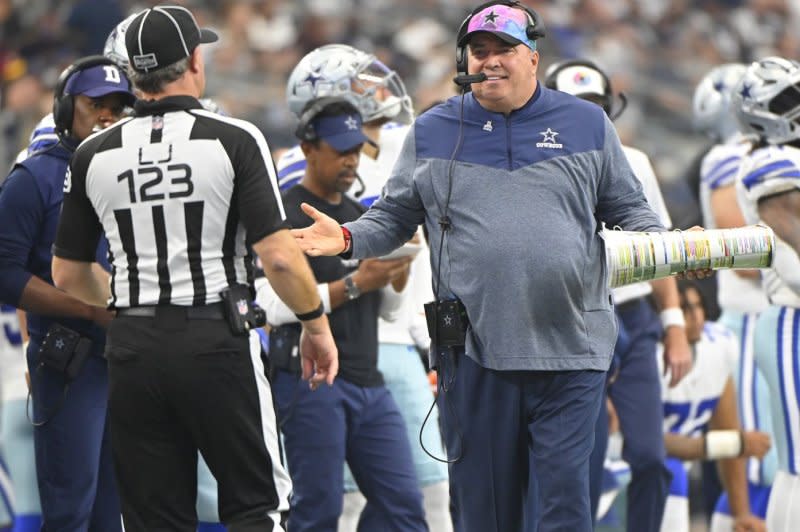 Head coach Mike McCarthy owns a 1-3 record in the playoffs with the Dallas Cowboys. File Photo by Ian Halperin/UPI