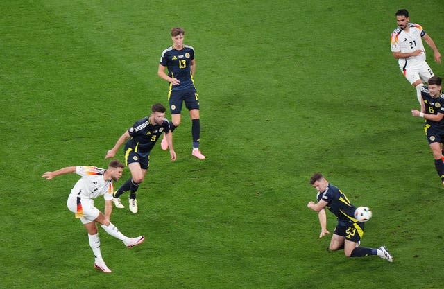 Niclas Fullkrug scores Germany's fourth goal of the game