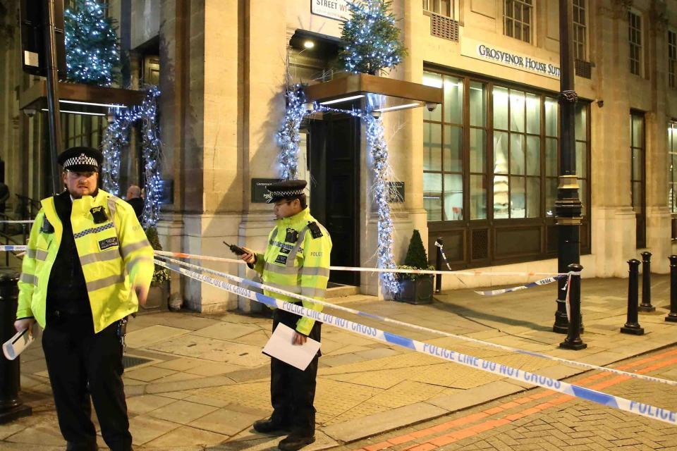 Police officers at the cordon in Park Lane (Nigel Howard)