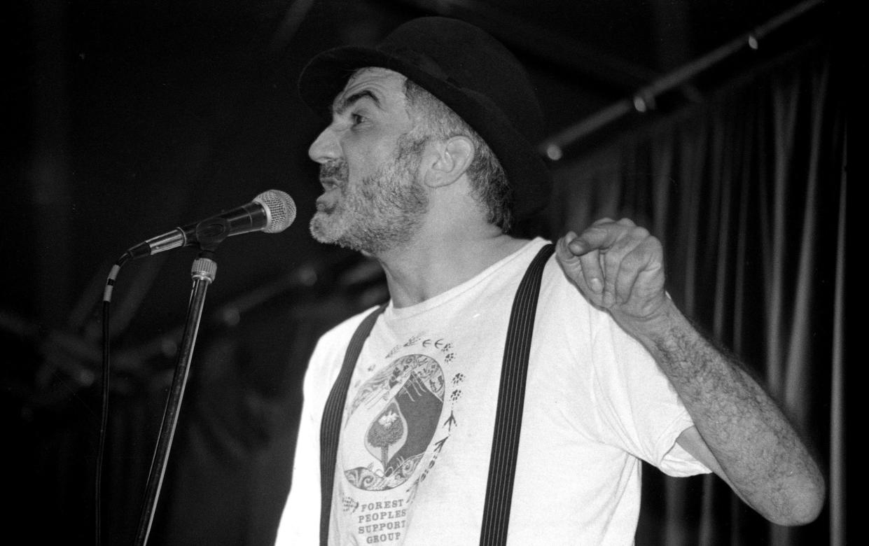 Tony Allen on stage at the Glastonbury Festival, 1990