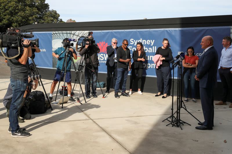 Interim Rugby Australia CEO Rob Clarke holds a news conference amidst the spread of the coronavirus disease (COVID-19) at Rugby Australia headquarters in Sydney