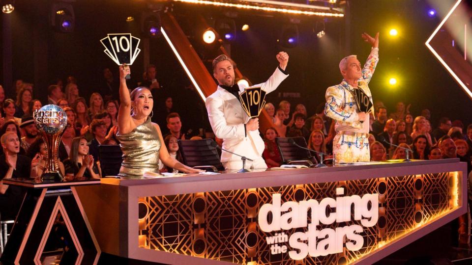 Carrie Ann Inaba, Derek Hough and Bruno Tonioli on the season 32 finale of 'Dancing with the Stars.' (Disney/Eric McCandless) (Eric Mccandless/The Walt Disney Company)