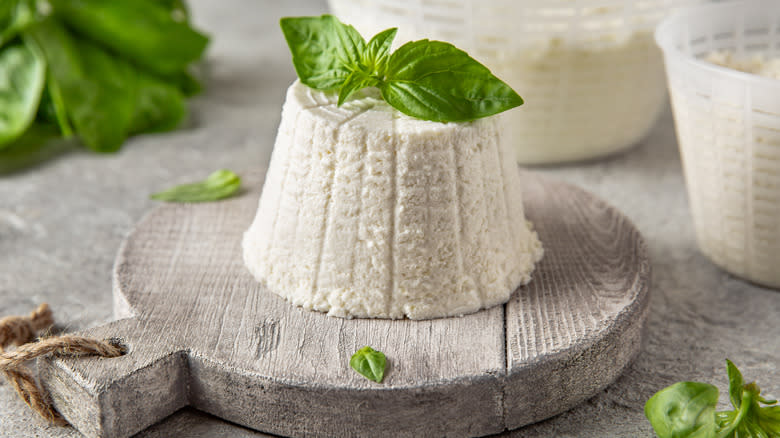 Fresh cone of ricotta cheese 