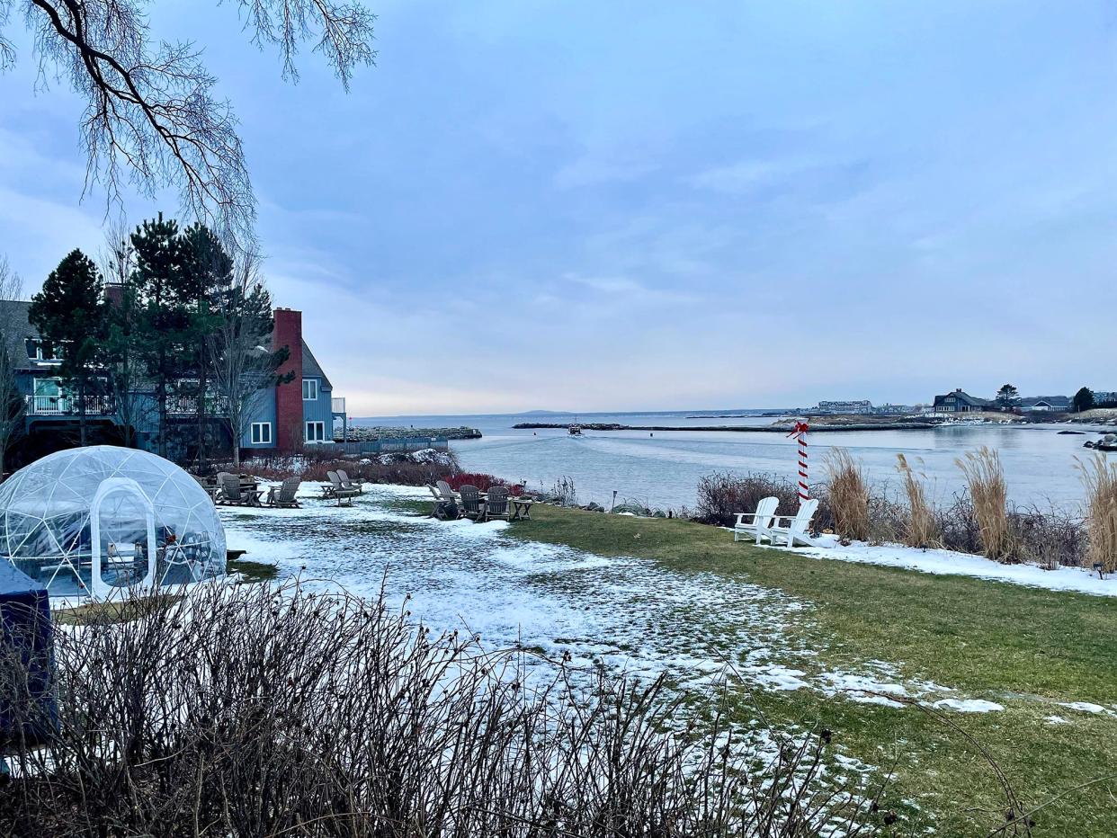 The Breakwater Inn and Spa overlooks the mouth of the Kennebunk River in Maine.