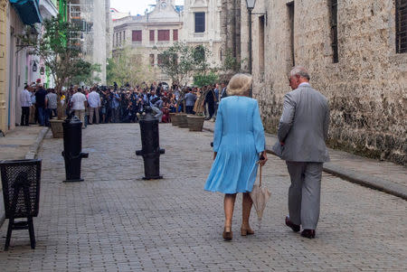 Britain's Prince Charles and Camilla, Duchess of Cornwall are seen during a guided tour of Old Havana in Havana, Cuba March 25, 2019. Arthur Edwards/Pool via REUTERS