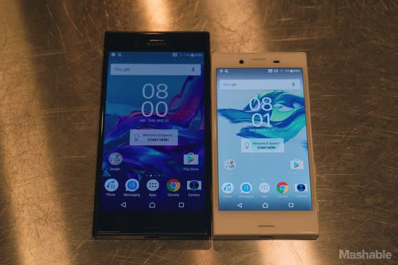 The Xperia XZ next to the X Compact.