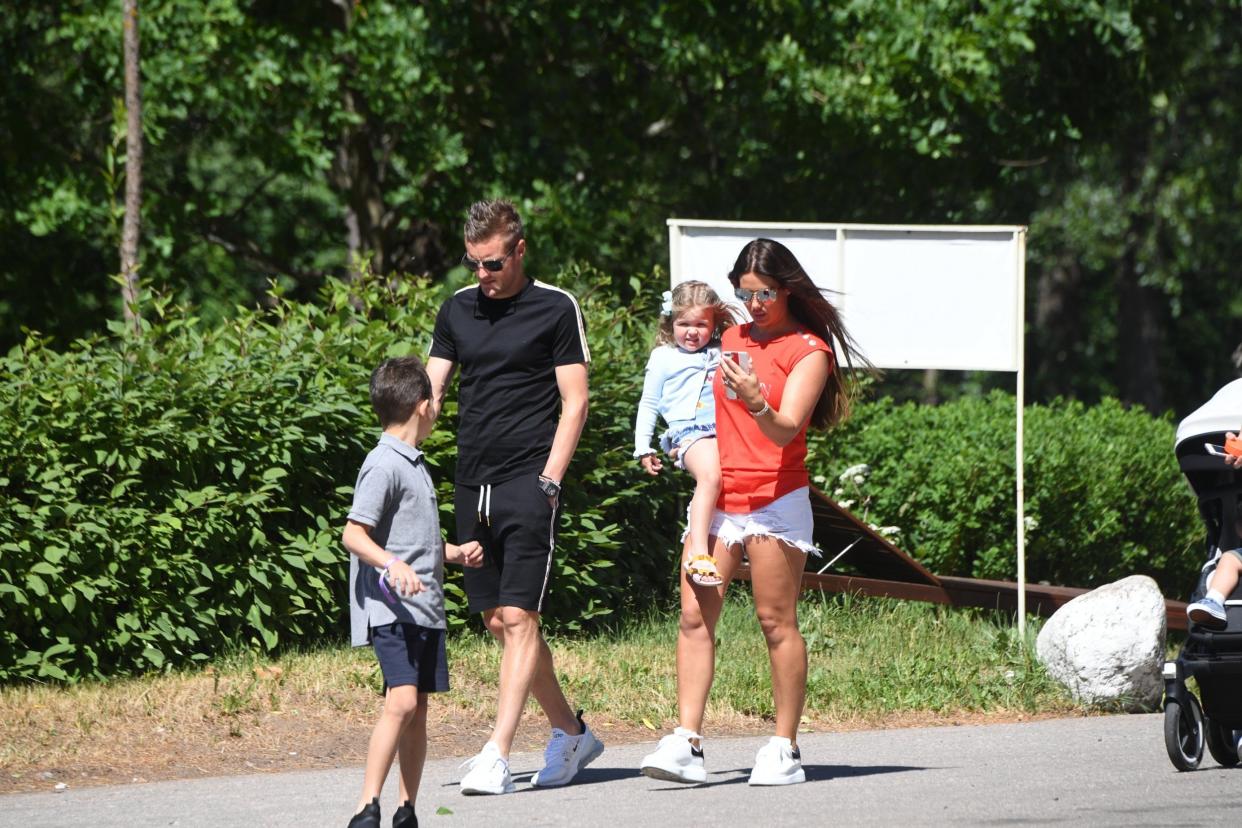 Jamie Vardy and Rebecca with their children in Repino: Jeremy Selwyn