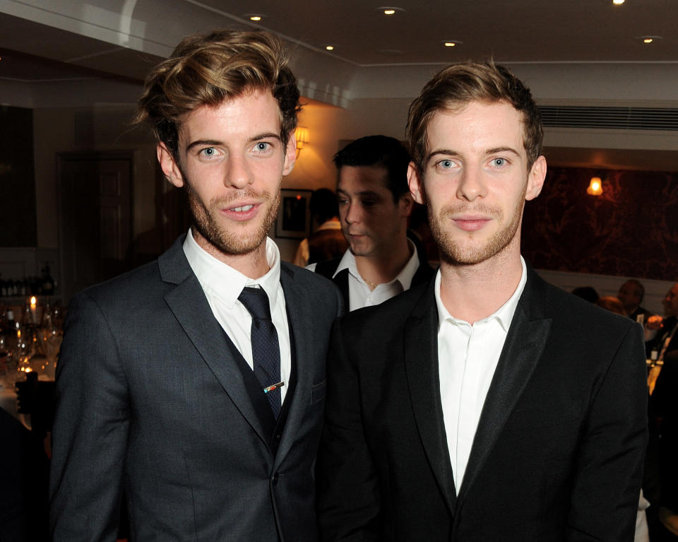 LONDON, ENGLAND - DECEMBER 03:  (EMBARGOED FOR PUBLICATION IN UK TABLOID NEWSPAPERS UNTIL 48 HOURS AFTER CREATE DATE AND TIME. MANDATORY CREDIT PHOTO BY DAVE M. BENETT/GETTY IMAGES REQUIRED)  Harry Treadaway (L) and Luke Treadaway attend the National Youth Theatre's 'A Shepherd's Delight' fundraising dinner, hosted by Matt Smith, at Shepherd's Restaurant on December 3, 2012 in London, England.  (Photo by Dave M. Benett/Getty Images)
