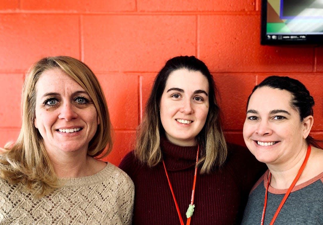 Helping the Loudonville-Perrysville Schools deal with mental health needs of students are three staff members of the Appleseed Community Mental Helath Center in Ashland, from left, Alissa Schmidt, Kayla Crew and Mindy Wilson.