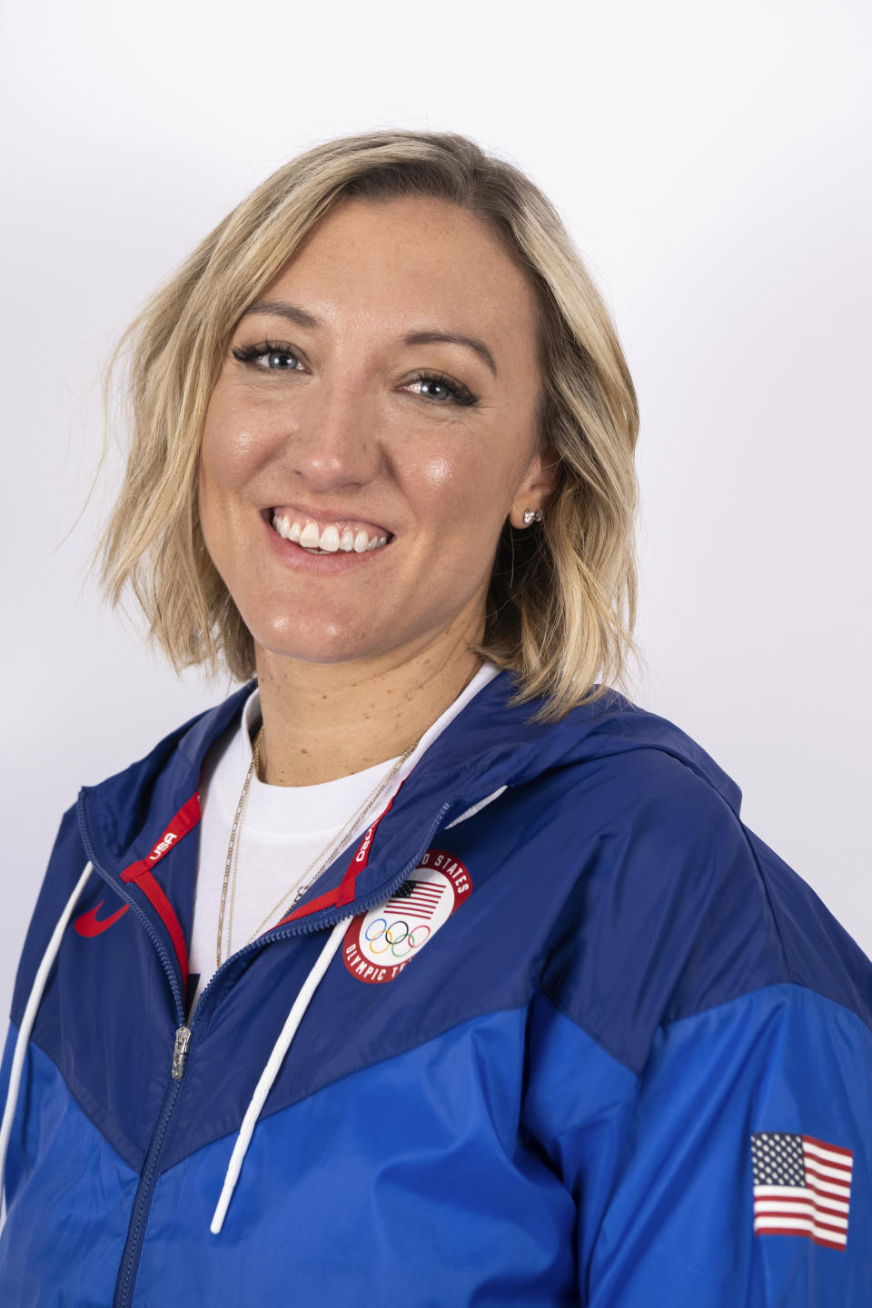 Volleyball athlete Jordan Larson poses for a portrait at the Team USA Media Summit Monday, April 15, 2024, in New York. (AP Photo/Brittainy Newman)