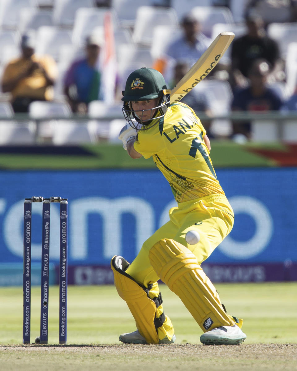 Australia's Meg Lanning in action against India during the Women's T20 World Cup semi final cricket match in Cape Town, South Africa, Thursday Feb. 23, 2023. (AP Photo/Halden Krog)