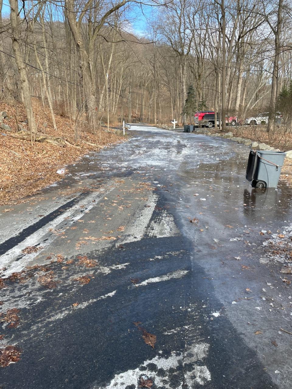 Sky Meadow Road in Ramapo turned into a sheet of ice near unpermitted yeshiva