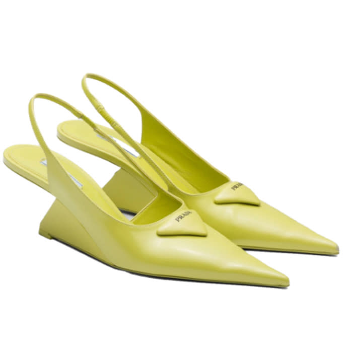 Prada brushed leather slingback pumps