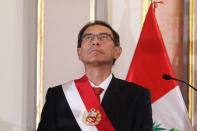 FILE PHOTO: Peru's President Martin Vizcarra attends a swearing-in ceremony at the government palace in Lima, Peru June 7, 2018. REUTERS/Guadalupe Pardo