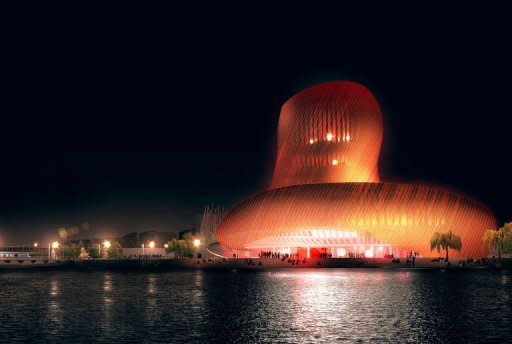 Computer generated image made available by Bordeaux's City Hall of the future Wine Culture and Tourism centre of Bordeaux, designed by architecture agency X-TU from Paris and the scenography agency Casson Mann from London, scheduled to open its doors in 2014