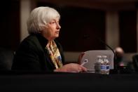 Treasury Secretary Janet Yellen and Federal Reserve Chair Jerome Powell testify before a Senate Banking Committee hybrid hearing on oversight of the Treasury Department and the Federal Reserve on Capitol Hill in Washington