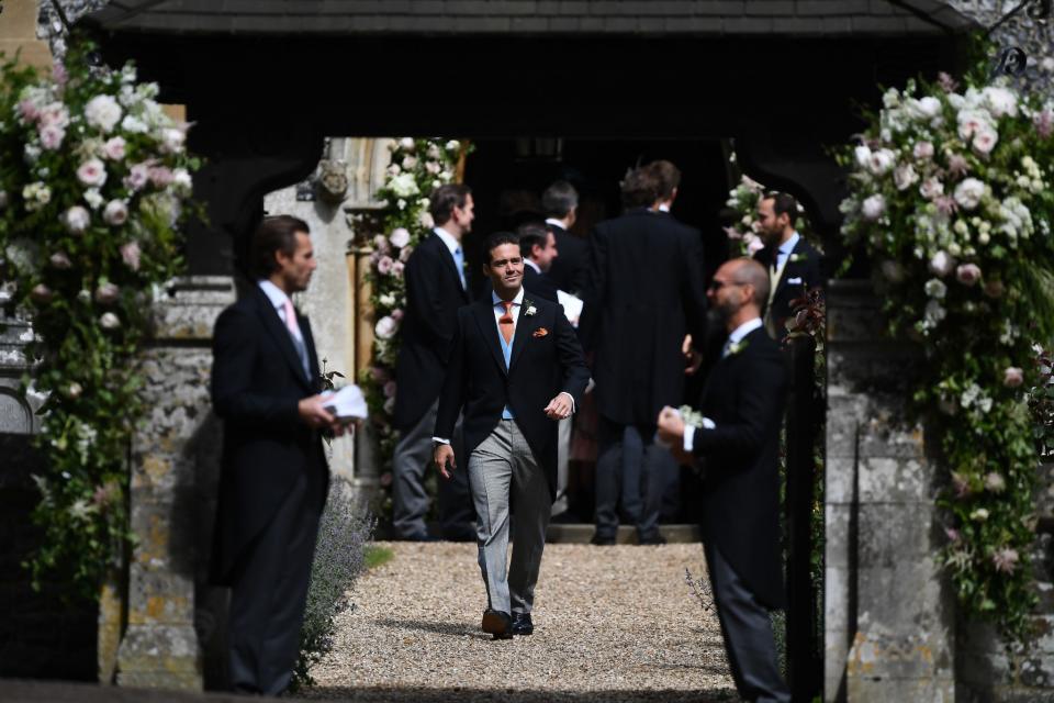 <p>The groom’s brother — who just so happens to be a reality star — wore grey trousers and a light blue waistcoat to serve as best man. (Photo: PA) </p>