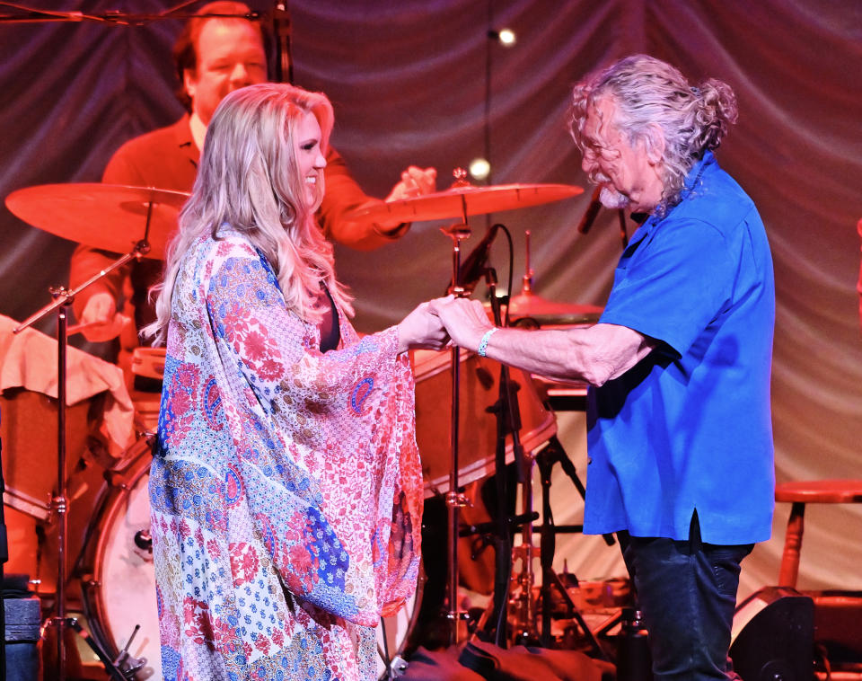 Robert Plant (R) and Alison Krauss perform at the Greek Theatre on August 18, 2022 in Los Angeles, California - Credit: Michael Buckner for Variety