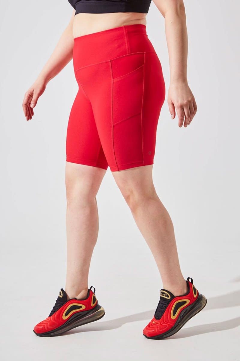 Brisk High Waisted Recycled Polyester Biker Short. Image via MPG Sport.