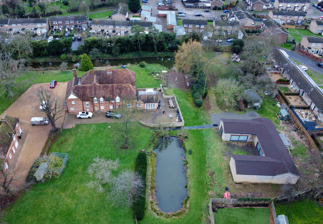 Activity at the spa building at the home of Captain Tom's daughter Hannah Ingram-Moore, and her husband Colin in Bedfordshire. January 25 2024. The couple have just a few days to comply with a court order to tear down the construction due to planning contraventions.(©SWNS)