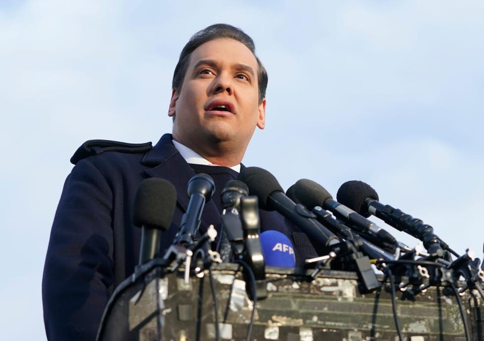 Former Congressman George Santos held a press conference on the House Triangle outside of the United States Capitol on Nov. 30, 2023. He was expelled from Congress the next day.