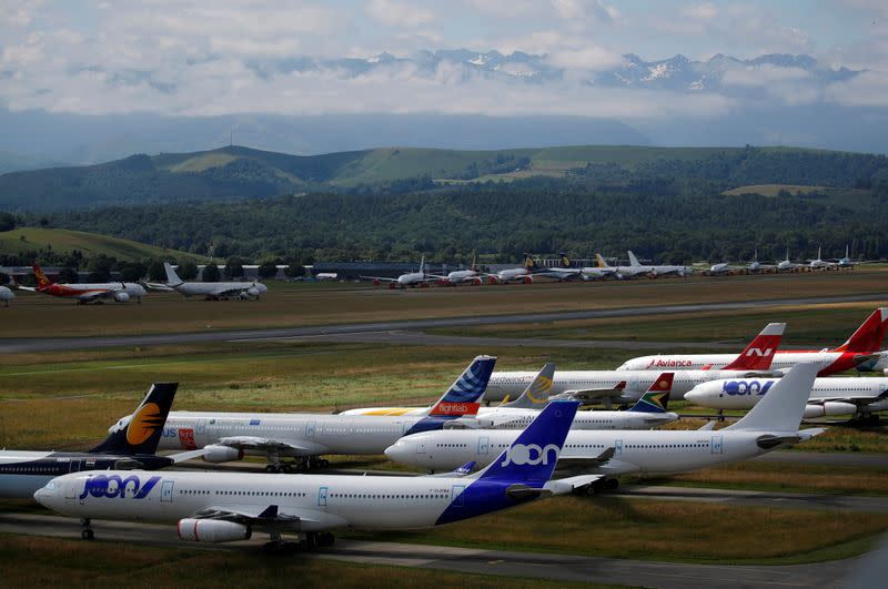 Grounded jetliners stored at Tarmac Aerosave in Tarbes