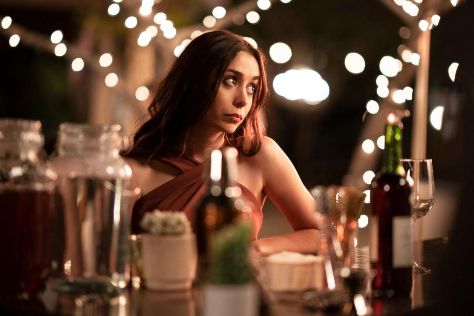 Cristin Milioti stars as a cynical maid of honor who gets stuck in a time loop at her sister's wedding in "Palm Springs."