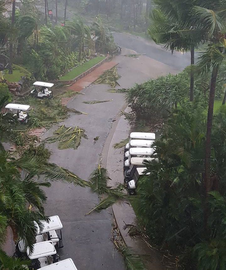 A scene of destruction following Debbie lashing Hamilton Island with 263km/h winds. Source: Facebook