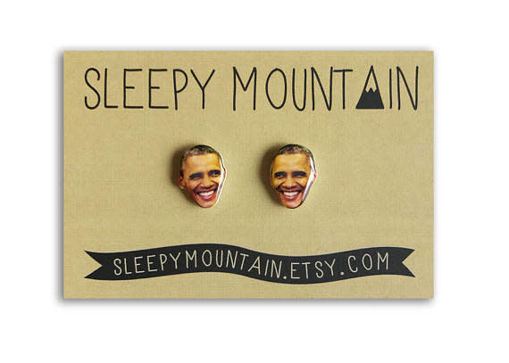 Buy <a href="https://www.etsy.com/listing/474960689/barack-obama-earrings?ga_order=most_relevant&amp;ga_search_type=all&amp;ga_view_type=gallery&amp;ga_search_query=obama&amp;ref=sr_gallery_32" target="_blank">Sleepy Mountain "Barack Obama" earrings</a> for $12