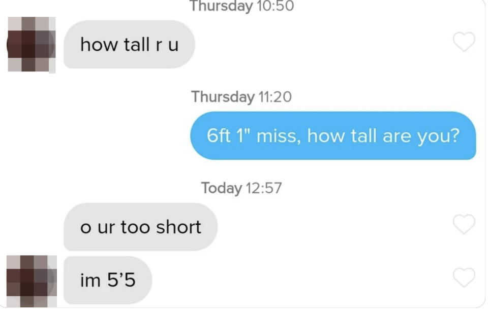 person says 6'1 is too short