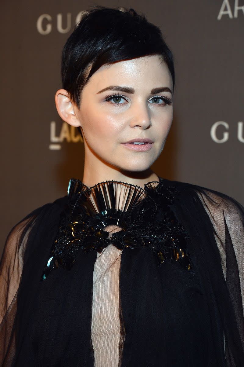 <p> An inky, jet-black shade will give your cut a moody, mysterious, and effortlessly cool vibe. The contrast of Ginnifer Goodwin's dark and glossy strands coupled with bold brows to match against her olive skin tone is so gorgeous. </p>