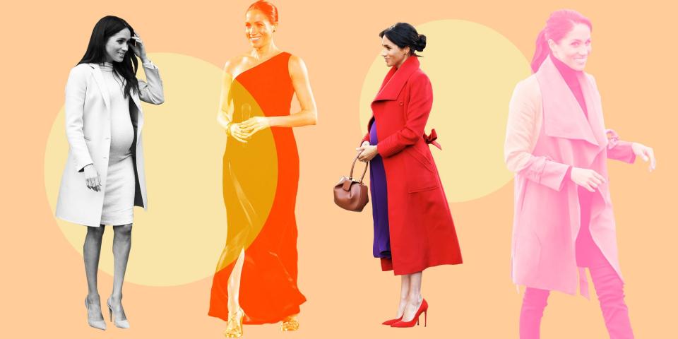 <p>On October 15, Kensington Palace announced that Meghan Markle and Prince Harry were <a rel="nofollow noopener" href="https://www.cosmopolitan.com/entertainment/celebs/a23790439/meghan-markle-prince-harry-royal-baby-details/" target="_blank" data-ylk="slk:expecting a baby;elm:context_link;itc:0;sec:content-canvas" class="link ">expecting a baby</a>, and people were THRILLED. At the time, Meghan was reportedly 12 weeks pregnant and had just landed in Australia. With just weeks left until they welcome an adorable royal baby, it just has to be said: Meghan has totally nailed this whole pregnancy style thing. Let's review all her looks, shall we?</p>