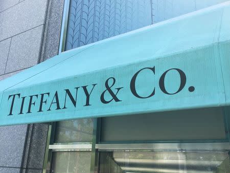 The Tiffany & Co. logo is seen on an awning of their store in Manhasset, New York, U.S., May 23, 2016. REUTERS/Shannon Stapleton