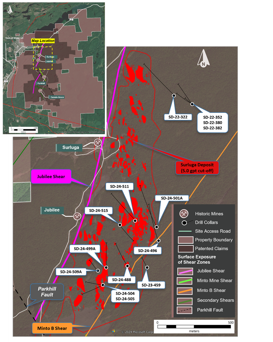 Figure 1 - Location of Diamond Drilling Results