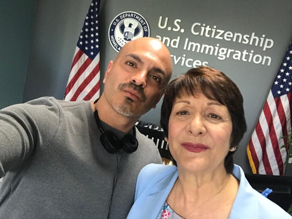 Author of "Illegally Yours" Rafael Agustin and actress Ivonne Coll on the set of "Jane the Virgin." Coll played Jane's (Gina Rodriguez) grandmother Alba Villanueva. "Alba's love for fireworks .... it represents America and coming to the United States. I mean, that’s me," Agustin says.