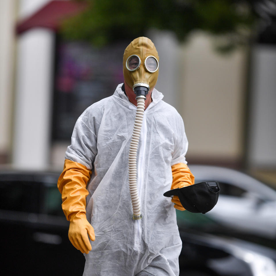 Only Howie's neck could be seen between the mask and the suit. Photo: Getty Images