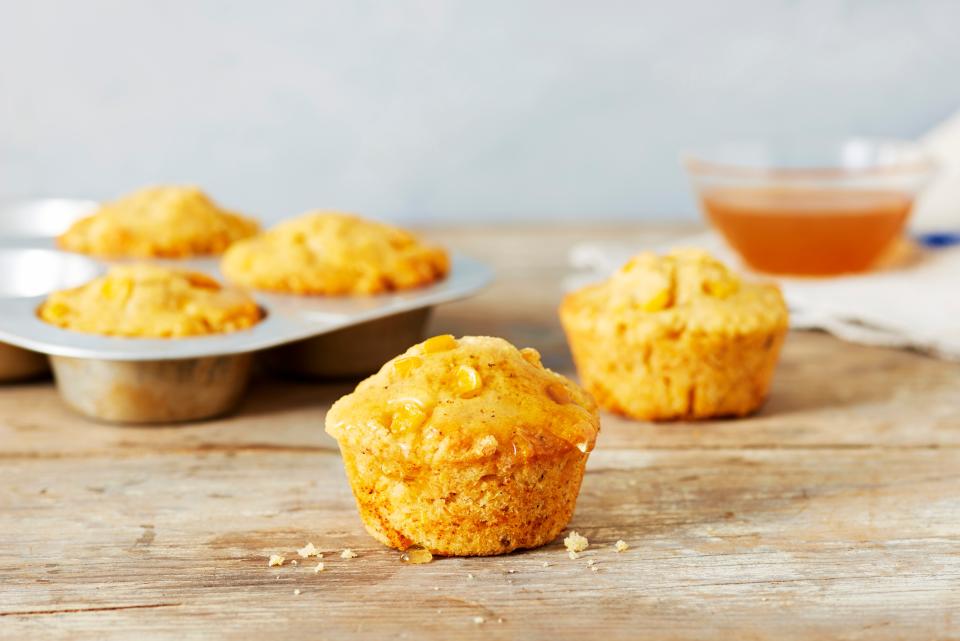 Brown Butter Cornbread Muffins with Sweet Tea Glaze