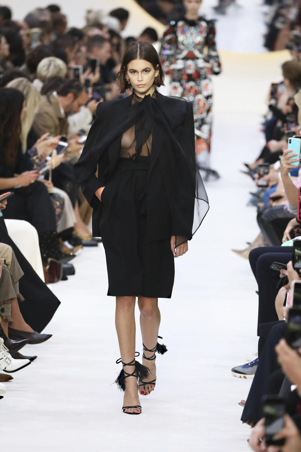 Model Kaia Gerber wears a creation as part of the Valentino Ready To Wear Spring-Summer 2020 collection, unveiled during the fashion week, in Paris, Sunday, Sept. 29, 2019. (Photo by Vianney Le Caer/Invision/AP)