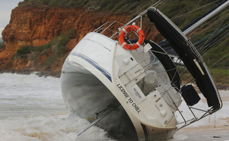 A yacht was found washed up ashore. Photo: Getty.