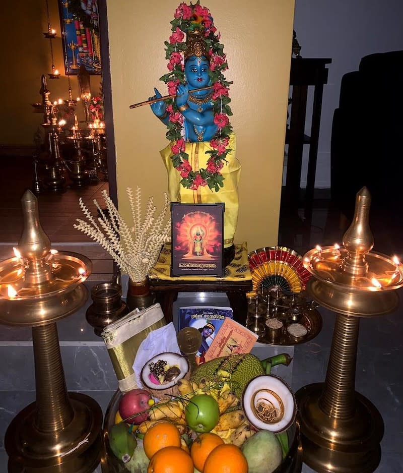 Vishukkani is a tray of auspicious items which is the first thing the family will see on the morning of Vishu. — Picture courtesy of Sivalal Sadasivan