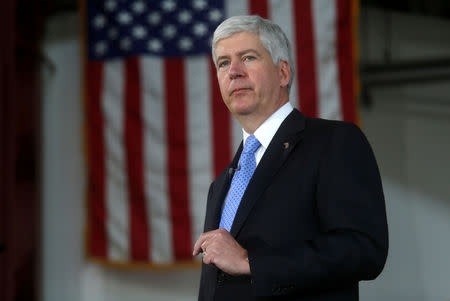 FILE PHOTO: Michigan Governor Rick Snyder at a bill signing in Detroit, Michigan, on June 20, 2014. REUTERS/Rebecca Cook/File Photo