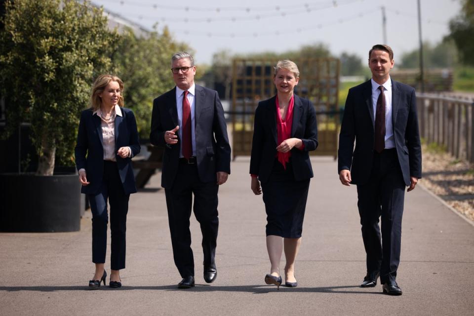 Keir Starmer with shadow home secretary Yvette Cooper, ex-Tory MP Natalie Elphicke, left, and Labour’s Dover parliamentary candidate Mike Tapp (Getty Images)