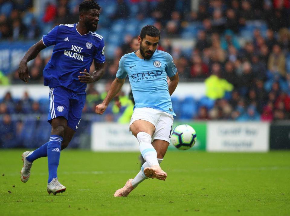 Gundogan scored a lovely goal in the 5-0 rout of Cardiff (Getty)