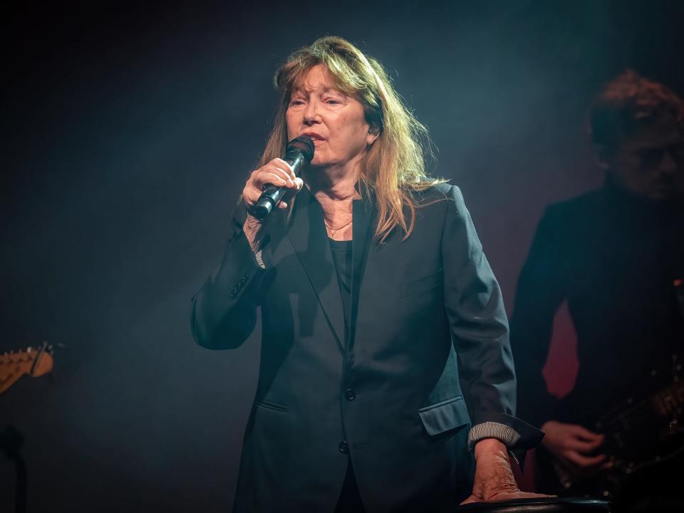 Jane Birkin performs at a concert in Oslo, Norway.