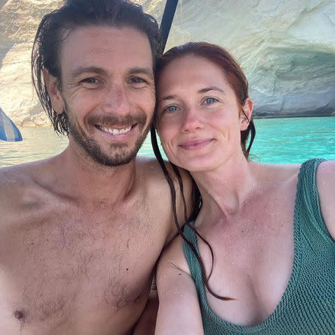 <p>Bonnie Wright Instagram</p> Bonnie Wright and Andrew Lococo in an end of year post on Dec. 31, 2022.