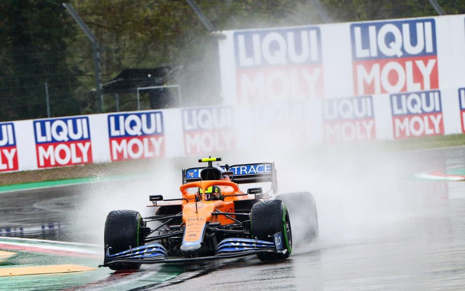 British Formula One driver Lando Norris of McLaren F1 Team in action during warm up ahead of the start of the Formula One Grand Prix Emilia Romagna at Imola race track, Italy, 18 April 2021 - DAVIDE GENNARI/EPA-EFE/Shutterstock 